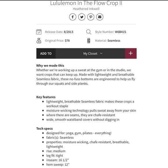 Lululemon In the flow Crop II Size 2 - Picture 10 of 11